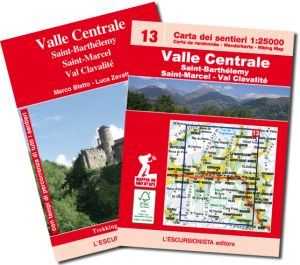 13 - Valle Centrale, Saint-Barthélemy, Saint-Marcel, Val Clavalité carta dei sentieri 1:25.000